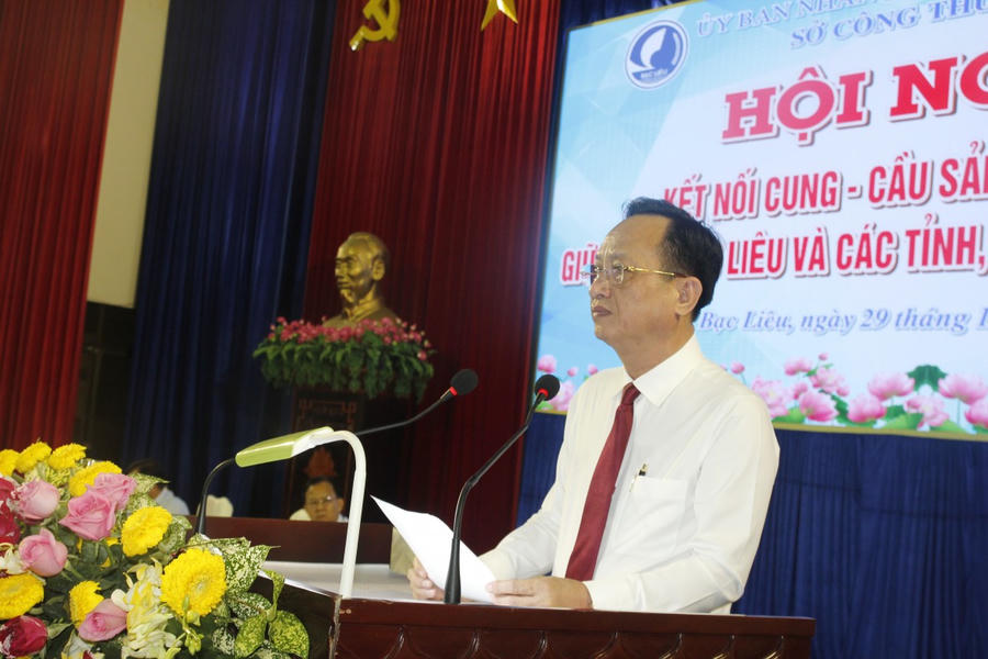 Ông Phạm Văn Thiều - Phó Bí thư Tỉnh ủy, Chủ tịch UBND tỉnh Bạc Liêu, phát biểu chỉ đạo tại Hội nghị.