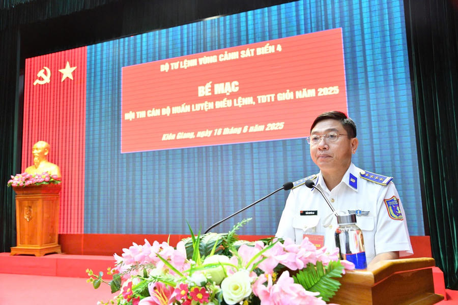 Đại tá Trần Nguyên Lai - Ủy viên Ban Thường vụ Đảng ủy, Phó Tư lệnh, Tham mưu trưởng Bộ Tư lệnh Vùng Cảnh sát biển 4, Trưởng ban tổ chức Hội thi phát biểu Bế mạc Hội thi