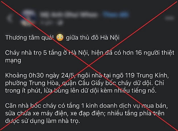 Nội dung đăng tải sai sự thật trên mạng xã hội.