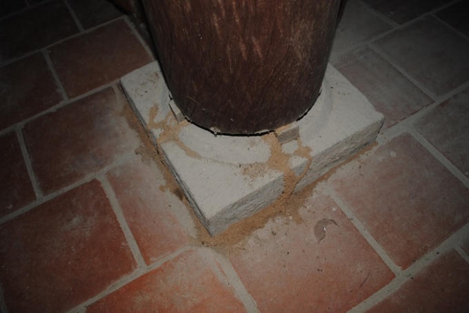 Và mối mọt bắt đầu tấn công nhiều cột kèo nhà Thượng, Hạ điện của ngôi đền. Ảnh Duy Ngợi