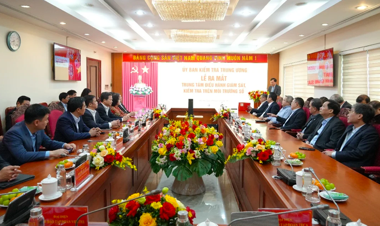 Quang cảnh Lễ ra mắt Trung tâm điều hành giám sát, kiểm tra trên môi trường số của UBKT Trung ương. Ảnh ubkttw.vn