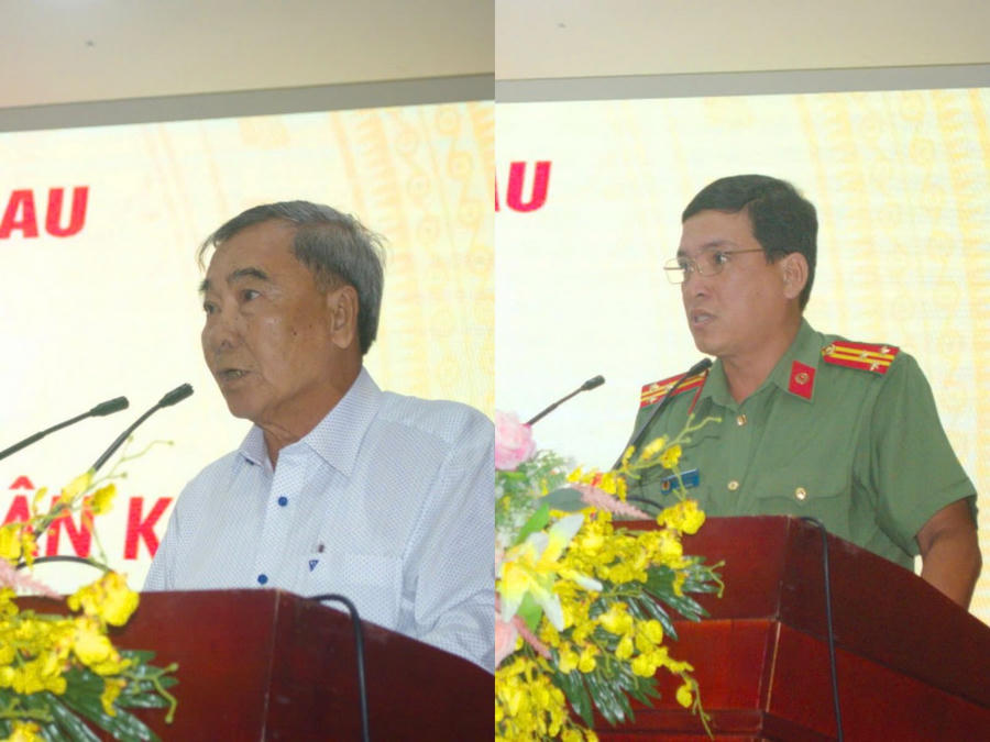 Các đại biểu tham luận, thảo về các mô hình “Đưa màu xuống ruộng”; mô hình “Tổ vá lộ”... các mô hình “Dân vận khéo” về an ninh trật tự trên địa bàn tỉnh Cà Mau.