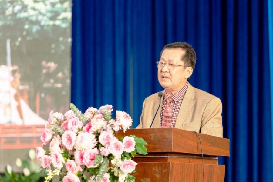 Phó Chủ tịch UBND TP Hội An Nguyễn Văn Lanh phát biểu tại Lễ kỷ niệm. (Ảnh: Công Huy).