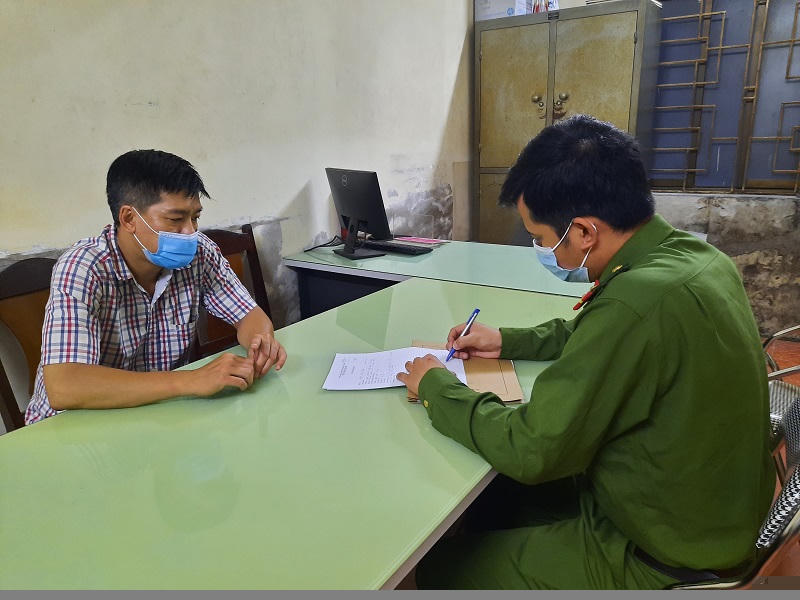 Đối tượng Hưng tại cơ quan Công an