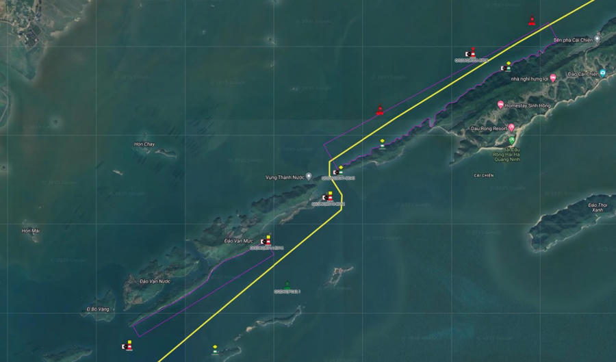 Phạm vi luồng và hành lang bảo vệ luồng đường thủy nội địa quốc gia hiện đang bị quy hoạch nuôi trồng thủy sản trên địa bàn huyện Hải Hà bị chồng lấn.