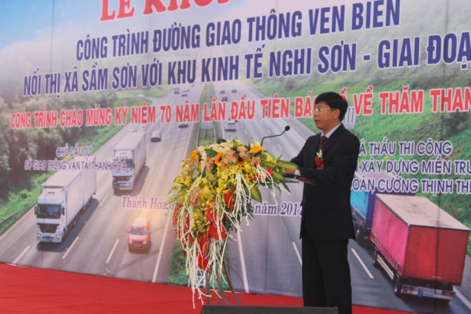 GĐ Sở GTVT Thanh Hóa Trần Văn Hải khai mạc lễ khởi công... (Ảnh: A.Thắng)