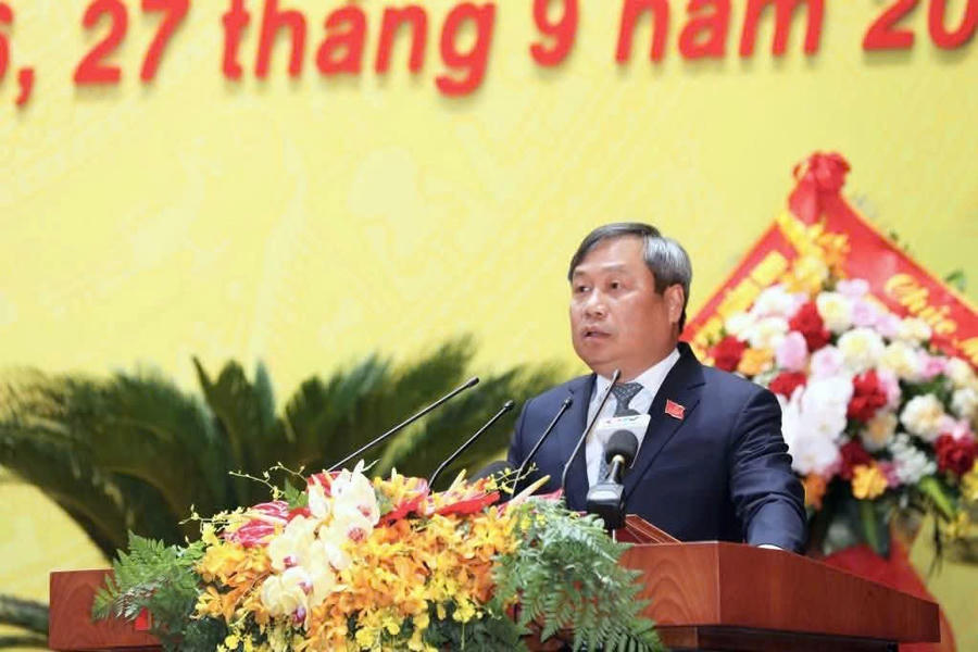 Ông Vũ Đại Thắng Bí thư Tỉnh ủy Quảng Ninh phát biểu khai mạc Đại hội.