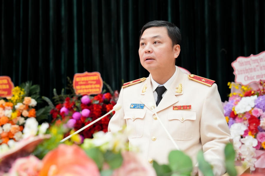 Thiếu tướng Nguyễn Tiến Trung, Giám đốc Công an tỉnh Quảng Ninh phát biểu tại buổi lễ