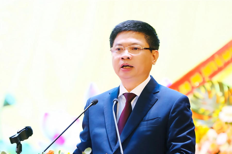 Ông Trương Quốc Huy, Bí thư Tỉnh uỷ Ninh Bình phát biểu tại đại hội.