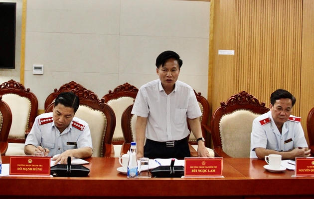 Phó Tổng Thanh tra Chính phủ Bùi Ngọc Lam phát biểu chỉ đạo tại buổi công bố quyết định thanh tra. Ảnh: Cổng thông tin điện tử Chính phủ.