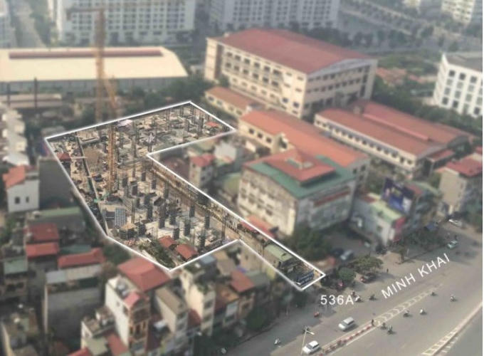 Ô đất dự án 536A Minh Khai, khi đang trong quá trình thi công.