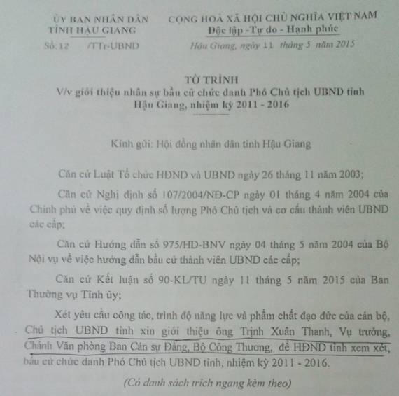 Là người của Văn phòng UBND tỉnh, nhưng ông Thanh vẫn được giới thiệu là Vụ trưởng!?