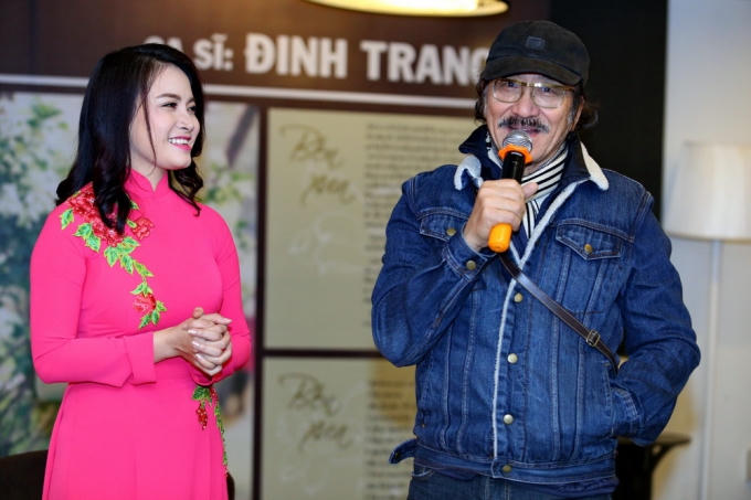 Nhạc sĩ Nguyễn Cường động viên và chúc mừng Đinh Trang