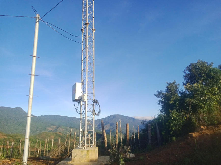 Trạm phát sóng Vietel được dựng tại thôn Tu Thó, xã Tê Xăng. Ảnh: UBND huyện Tu Mơ Rông