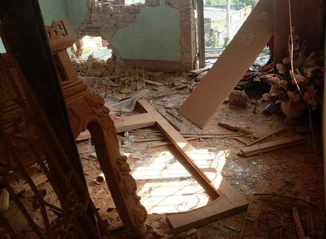 Căn phòng gần hiện trường vụ nổ bị tàn phá tanh bành.