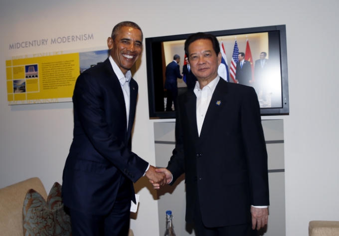 Tổng thống Barack Obama vàThủ tướng Nguyễn Tấn Dũng trong cuộc tiếp xúc song phương tại Sunnylands, nam California. (Ảnh: Văn phòng Chính phủ).