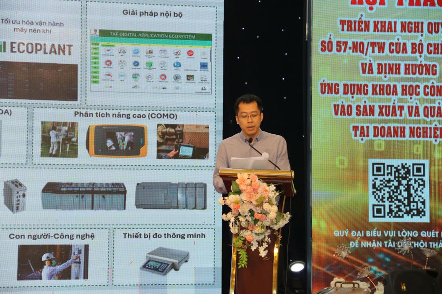 Ông Trương Hoàng Phương (Giám đốc Nhà máy Nestlé Trị An) trình bày tham luận