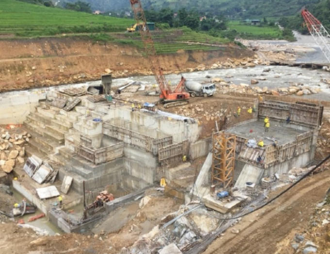 Dự án thủy điện Bản Hồ, xã Bản Hồ đang được triển khai thi công. Ảnh: LC
