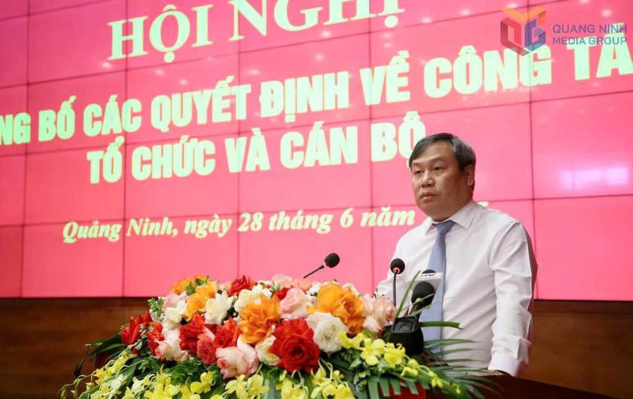 Ông Vũ Đại Thắng - Bí thư Tỉnh ủy Quảng Ninh phát biểu chỉ đạo tại hội nghị. Ảnh: QMG