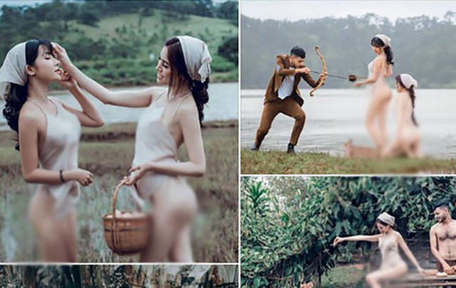 Những hình ảnh về hai cô gái chụp ảnh ở Đà Lạt đang gây tranh cãi.