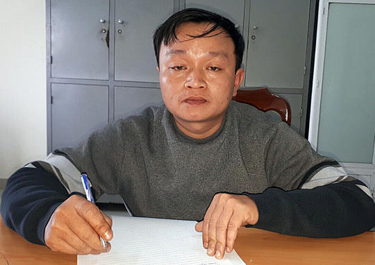 Đối tượng Nguyễn Đình Thương tại cơ quan công an.