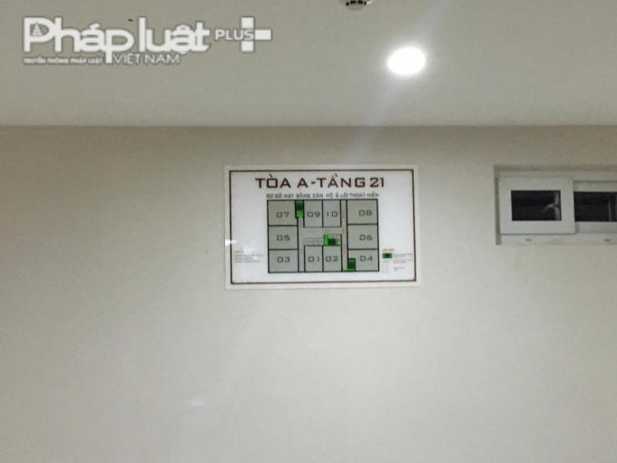 Được đánh số là tầng 21 nhưng đây chính là tầng 23 của tòa nhà bị Bộ Xây dựng phát hiện sai phạm.