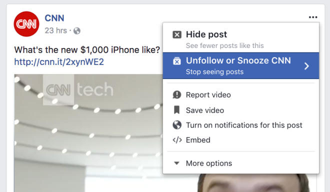 Facebook cho ph&eacute;p bỏ theo d&otilde;i ai đ&oacute; tạm thời