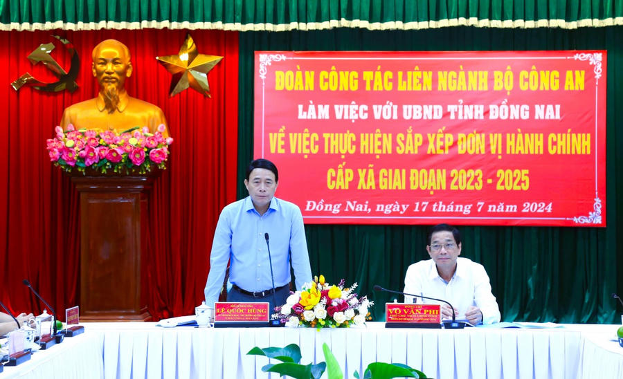 Thứ trưởng Bộ Công an Lê Quốc Hùng phát biểu tại buổi làm việc