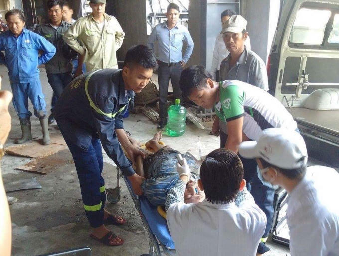 Hiện trường vụ tai nạn lao động tại công trình xây dựng. Ảnh: PCCC Đà Nẵng.
