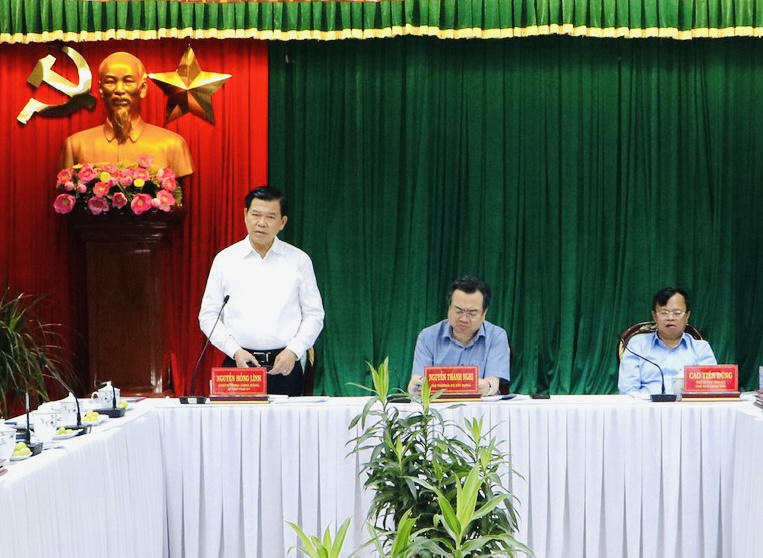 Bí thư Tỉnh ủy Nguyễn Hồng Lĩnh phát biểu tại buổi làm việc. (Ảnh: Báo Nhân Dân)