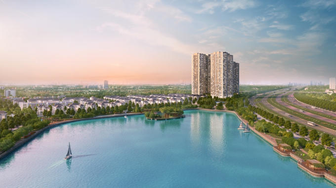 Không gian sinh thái của Vinhomes Green Bay nhìn từ khu căn hộ The Residence.