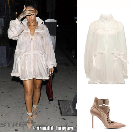 Xuất hiện tại một buổi tiệc, Rihanna cũng thể hiện khả năng thời trang của mình khi diện cả set đồ sành điệu của Fenty x Puma. Mẫu đầm sơ mi đơn giản nhưng mức giá lại lên đến 2.600 USD (khoảng 60 triệu đồng). Cô xứng đáng là một "dân chơi" thời trang đúng nghĩa.