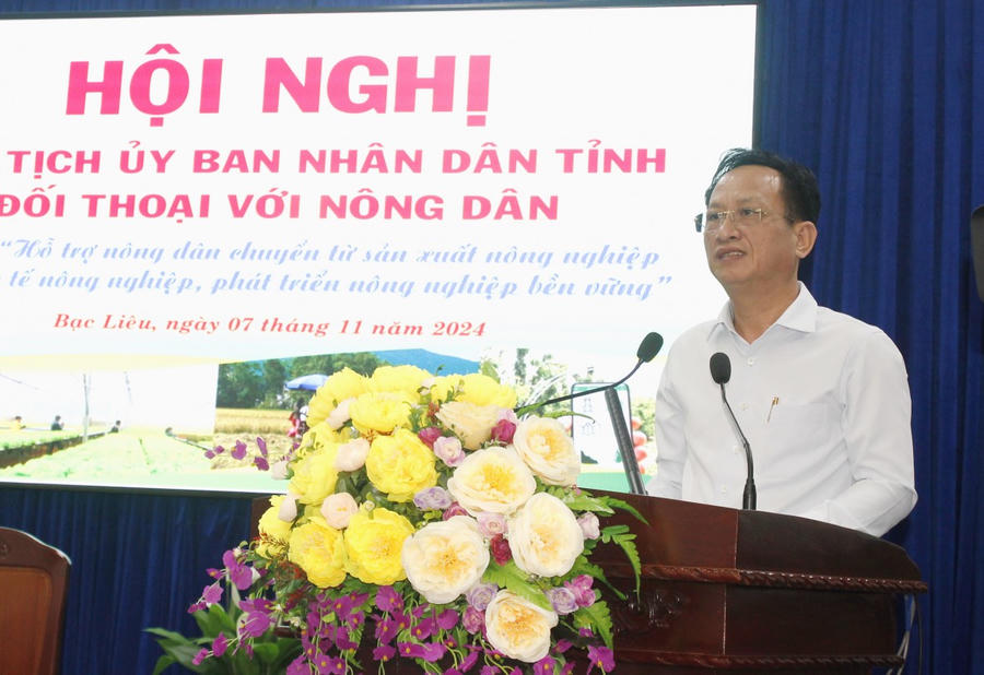 Ông Phạm Văn Thiều - Phó Bí thư Tỉnh ủy, Chủ tịch UBND tỉnh Bạc Liêu, phát biểu kết luận Hội nghị.
