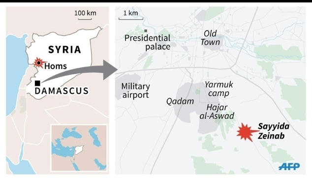 4 vụ tấn công đã xảy ra tại khu vực Sayyida Zeinab ở ngoại ô phía nam Damascus. (Ảnh: AFP)