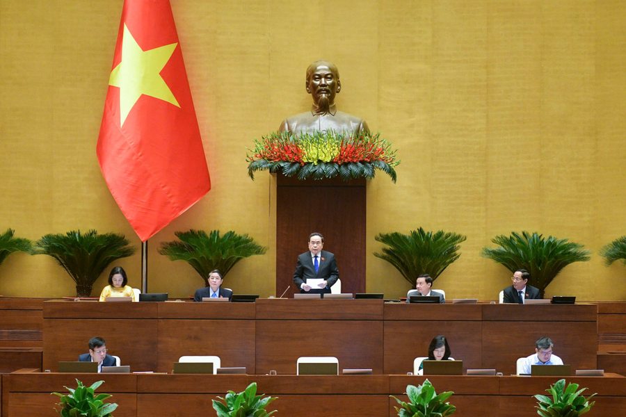 Chủ tịch Quốc hội Trần Thanh Mẫn điều hành phiên chất vấn. Ảnh: https://quochoi.vn