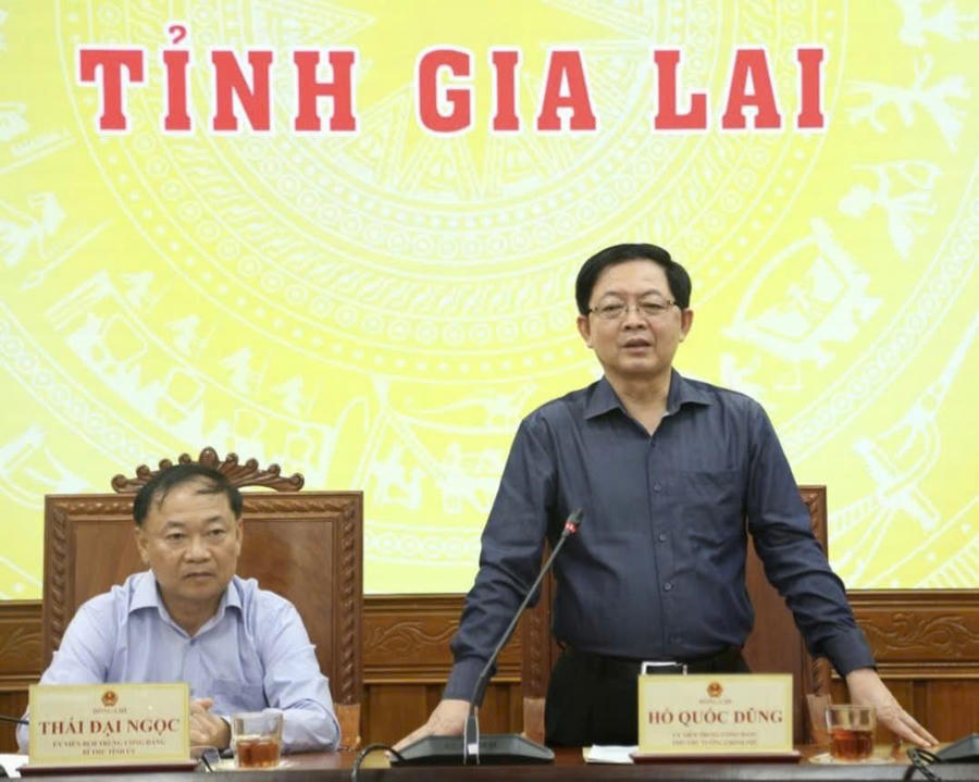 Phó Thủ tướng Chính phủ Hồ Quốc Dũng phát biểu kết luận buổi làm việc. Ảnh: P.H