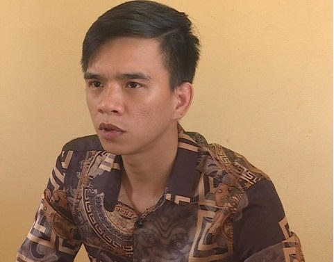 Đối tượng Minh tại cơ quan công an.