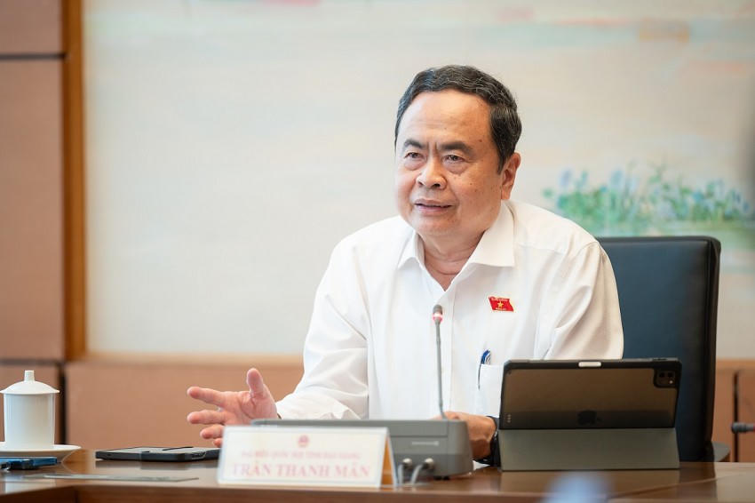 Chủ tịch Quốc hội Trần Thanh Mẫn phát biểu tại phiên thảo luận tổ. Ảnh: quochoi.vn