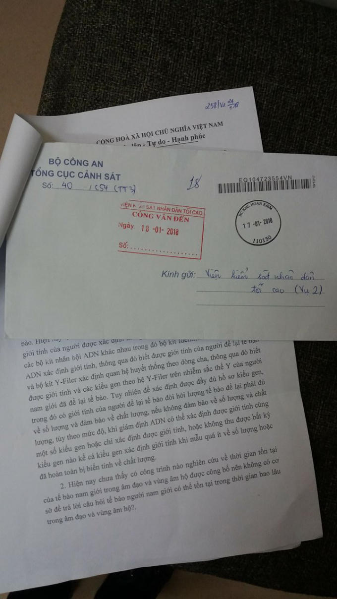 Công văn trao đổi về nghiệp vụ chuyên môn của Viện khoa học Hình sự gửi Vụ 2 VKSND tối cao.