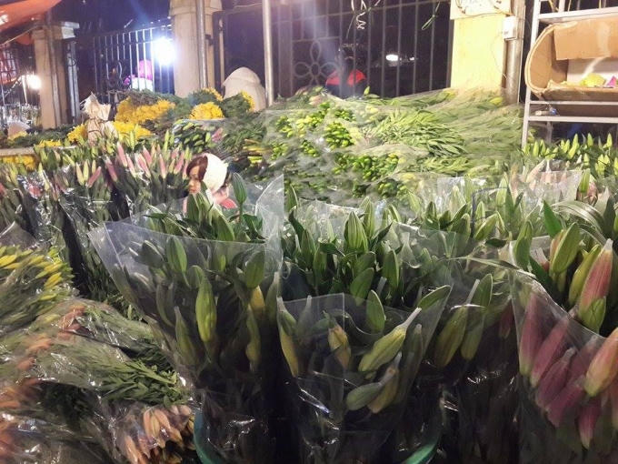 Điểm nổi bật của chợ hoa xuân năm nay là hoa Ly tương đối nhiều và khá rẻ, chỉ từ 280-300 ngàn 10 bông. Theo các tiểu thương thì mức giá này chỉ bằng một nửa những năm trước.