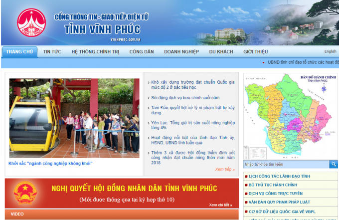 Website cổng thông tin - giao tiếp điện tử tỉnh Vĩnh Phúc.