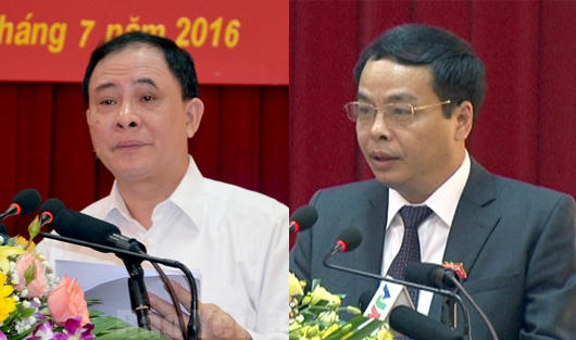 Bí thư Tỉnh ủy Yên Bái Phạm Duy Cường và Chủ tịch HĐND tỉnh kiêm Trưởng Ban Tổ chức Tỉnh ủy Ngô Ngọc Tuấn.