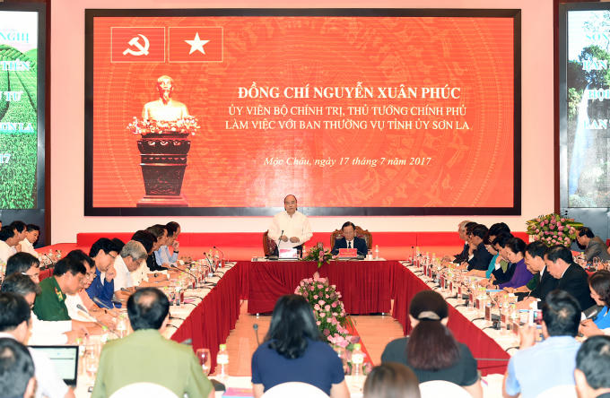 Thủ tướng làm việc với thường vụ tỉnh ủy Sơn La.