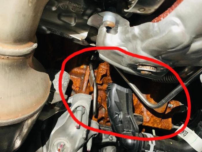 Hình ảnh các vết gỉ trên chiếc Ford Ranger.