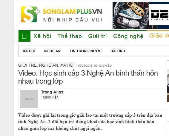 Dòng tin đăng trên trang Songlamplus.vn.