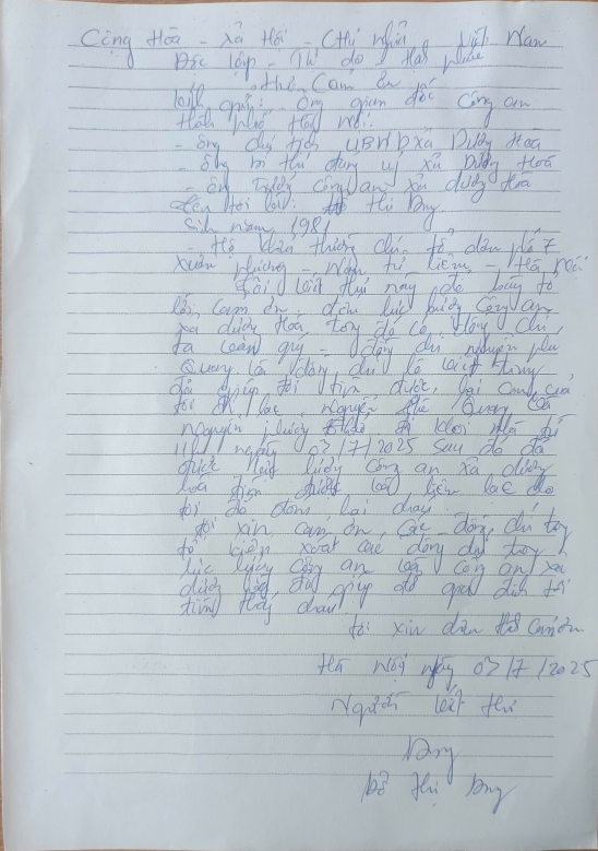 Thư cảm ơn của bà Đ.T.D (mẹ đẻ của hai cháu bé) đến Cơ quan Nhà nước.