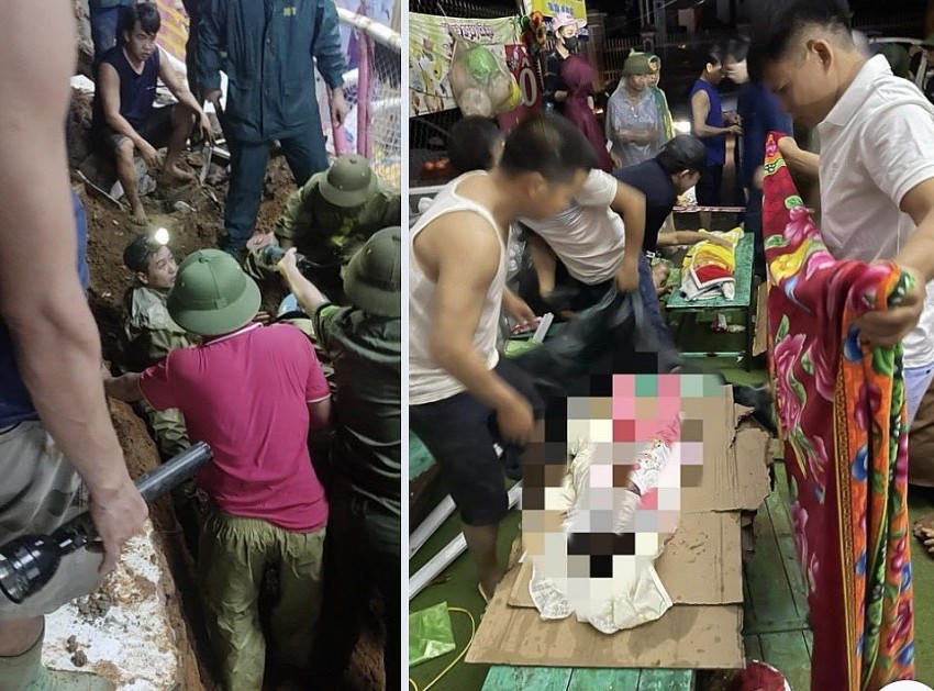 Sạt lở đất ở Ba Vì vùi lập 3 bé gái tử vong.