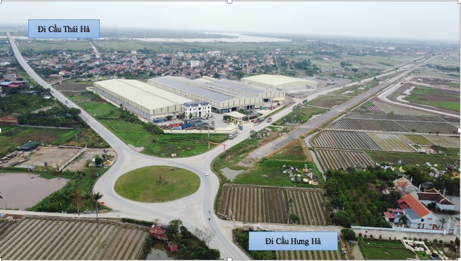 Điểm cuối tuyến 1 giao với đường nối hai cao tốc tại nút giao thông Thái Hà - Hưng Hà (tại Km31+909 /đường nối cao tốc Hà Nội - Hải Phòng và Cầu Giẽ - Ninh Bình) thuộc địa phận xã Bắc Lý, huyện Lý Nhân. (Ảnh: Trung Nghĩa)
