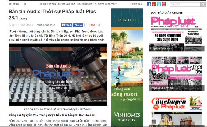 Bản tin Audio Plus trên Phapluatplus.vn