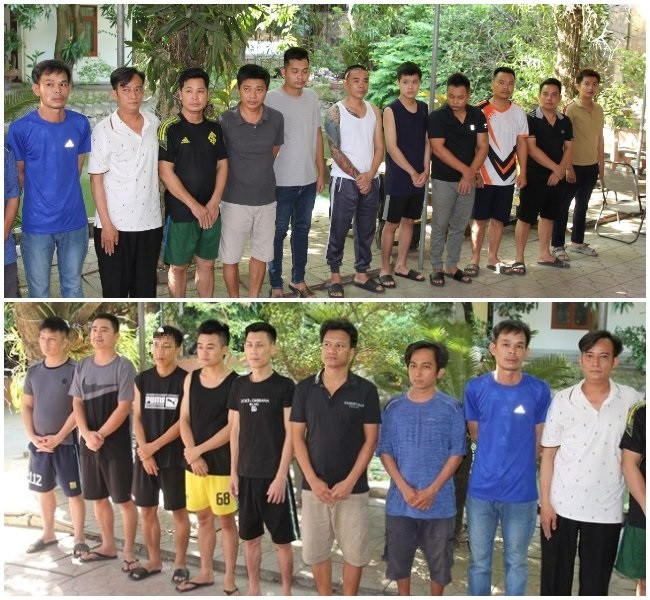 Các đối tượng trong đường dây đánh bạc bị bắt giữ - Ảnh: Công an Nghệ An.